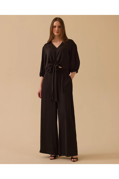 SEÇİL Saten Görünümlü Wide Leg Pantolon
