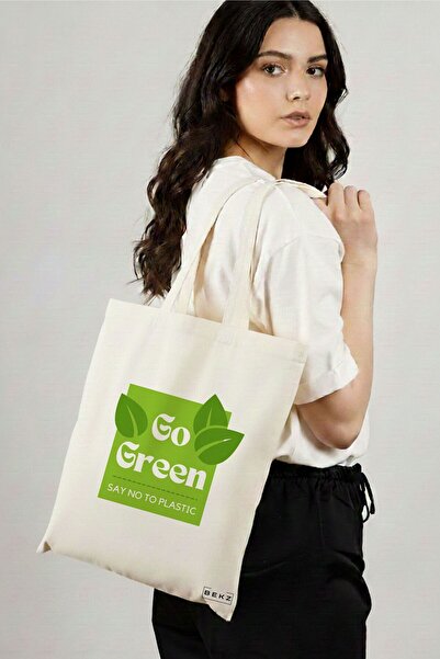 BEKZ Sacosa Cumparaturi Textila, Geanta Tote, model Go Green – Say no to plas...