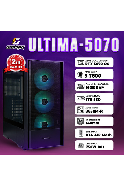 GamingGenTR ULTIMA-5070 / AMD Ryzen 5 7600 / Asus Dual Geforce RTX 5070 12GB ...