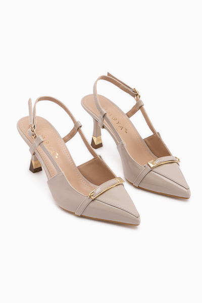 Limoya Renita Beige Buckle Women's Heeled Shoes