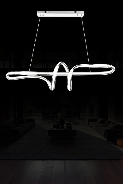 RONİSU AYDINLATMA Dorian Lüks Modern Kıvrımlı Yatay 80 cm Led Yemek Masası Av...