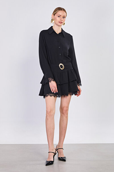 BARRELS AND OIL Γυναικείο Μίνι Φόρεμα με Δαντέλα και Λεπτομέρεια στη Ζώνη - Μ...