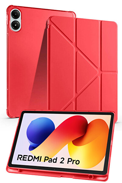 Nezih Case Redmi Pad 2 Pro (12.1 İnç) Uyumlu Tri-Folding Kalem Bölmeli Uyku M...