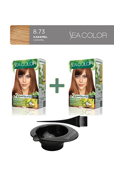 Sea Color 2'li Paket Natural Effect Set Boya Amonyaksız 8.73 Karamel, Boya Ta...