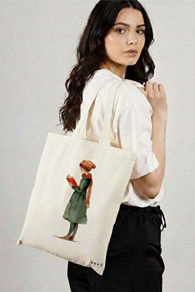 BEKZ Υφασμάτινη Τσάντα Αγορών, Τσάντα Ώμου, Μοντέλο  "The bookie girl " 27, 3...