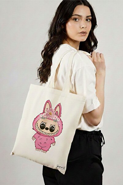 BEKZ Sacosa Cumparaturi Textila, Geanta Tote, model Labubu 31 38 x 34.5 cm, A...
