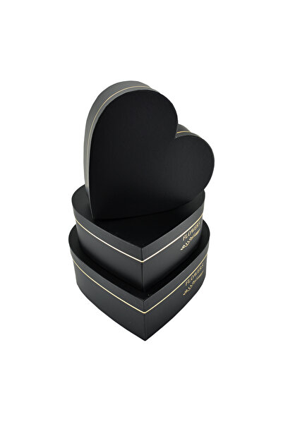 AFO Σετ 3 Κουτιών Καρδιές Λουλούδια Γιγάντια Μαύρα