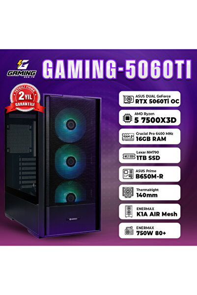 GamingGenTR GAMING-5060TI / AMD Ryzen 5 7500X3D / Asus Dual RTX 5060 TI 16GB ...
