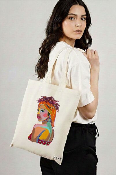 BEKZ Υφασμάτινη Τσάντα Αγορών, Τσάντα Ώμου, Μοντέλο Vibrant Portrait 3, 38x34...