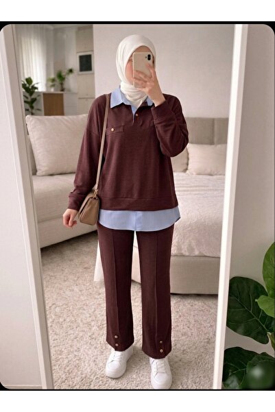 Azram Fashion Γυναικείο πουκάμισο με λεπτομέρειες και σετ δύο τεμαχίων