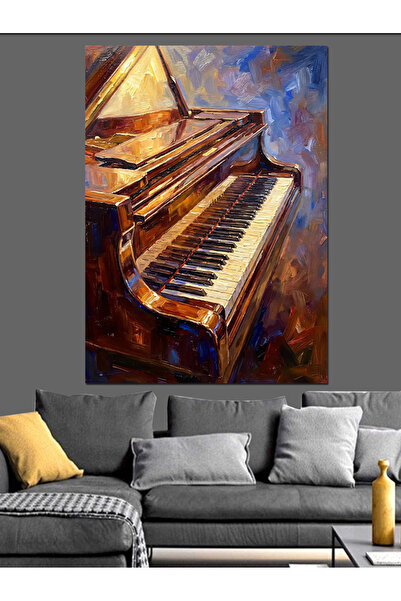 Artmeg Pânză decorativă cu taste de pian cu vopsea artistică - Tablou din lem...