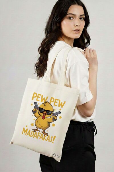 BEKZ Textile Shopping Bag, Tote Bag, Pew pew madafakas pattern 38 x 34.5 cm, ...
