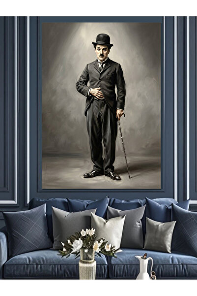 Artmeg Pânză decorativă Charlie Chaplin cu baston la dimensiunea completă - T...