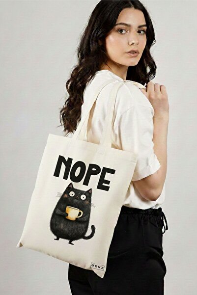 BEKZ Sacosa Cumparaturi Textila, Geanta Tote, model Nope, 38 x 34.5 cm, Alb, ...