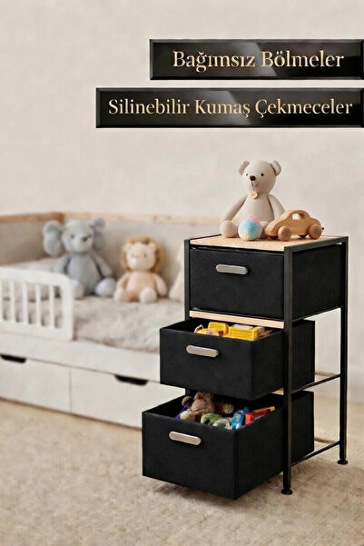 Bino 3 Çekmeceli Oyuncak Sepeti Metal Gövde Ayarlı Ayak Organizer Çok Amaçlı Düzenleyici Raf