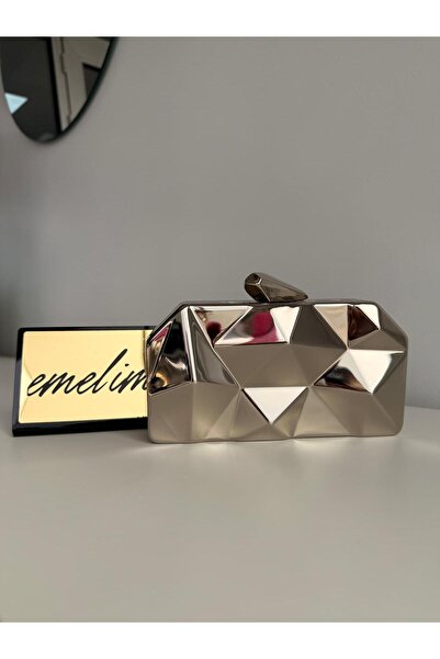 emelimin Lüks Geometrik Prizma Clutch Abiye Gece Davet Çantası Zincir Askılı ...