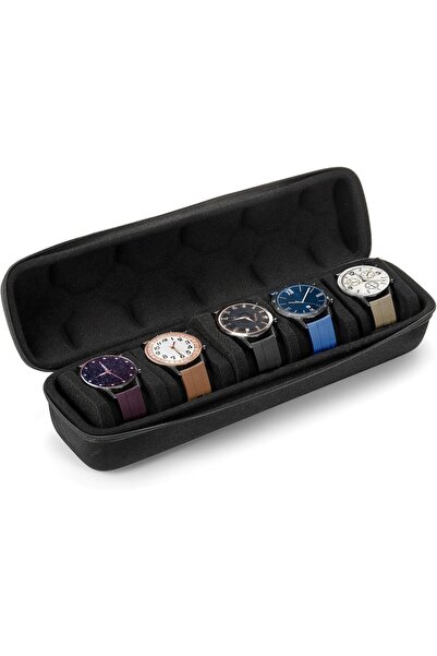 Arabest حافظة ساعات للسفر بخمس فتحات، منظم محمول صلب من مادة EVA للرجال والنس...