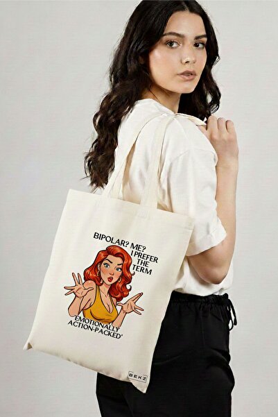 BEKZ Textile Shopping Bag, Tote Bag, Bipolar Emotionally action-packed model ...