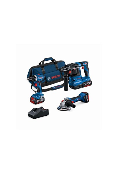 Bosch Professional GSR 18V-45 + GWS 18V-8 + GBH 18V-22 3x18V 4.0Ah Akülü Komb...