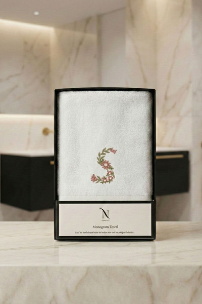 N Concept Πετσέτα προσώπου από μπαμπού με κεντημένο μονόγραμμα (50 x 90 εκ.)