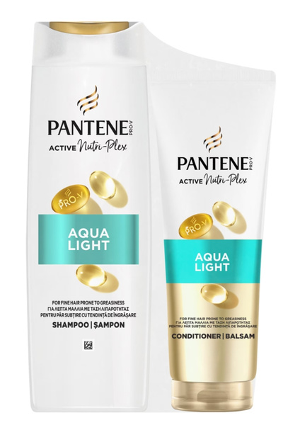 Pantene Σαμπόν Pro-V Aqualight, 400 ml + Μαλακτική κρέμα μαλλιών Pro-V Aquali...