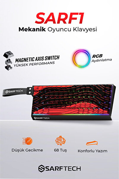 Sarftech SRF1 Siyah Manyetik Switch RGB Gaming Klavye 68 Tuş Türkçe Q | Özel ...
