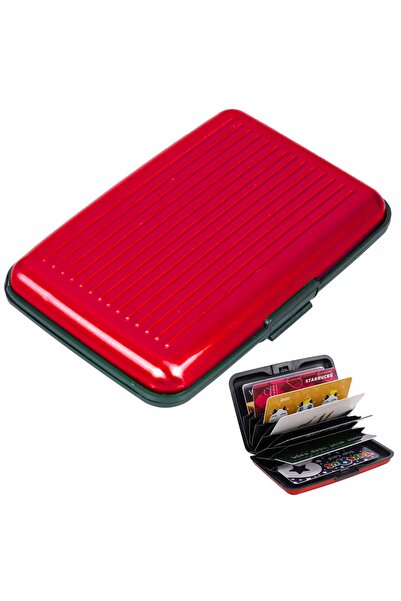CN Πορτοφόλι για κάρτες, έγγραφα, αλουμινένιο, αντι-σκαν, κόκκινο χρώμα