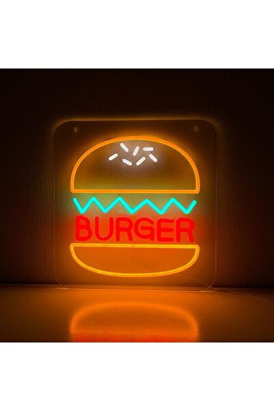 Slasa Burger Neon Sign 40x40 cm Multicolor LED with 6 mm Acrylic Base Restaur...