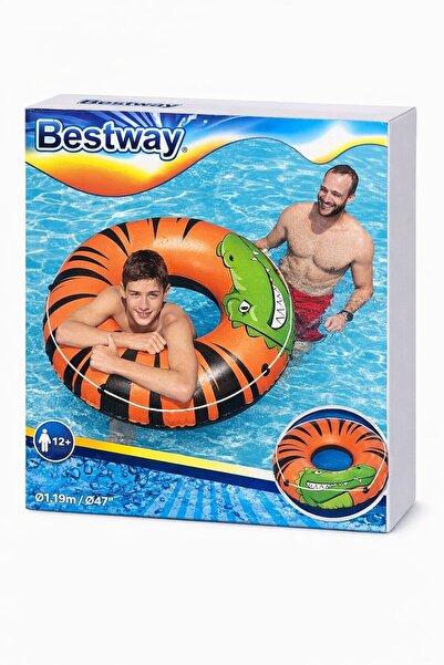 BESTWAY Φουσκωτό δαχτυλίδι κολύμβησης για παιδιά/ενήλικες, σχέδιο τίγρης και ...