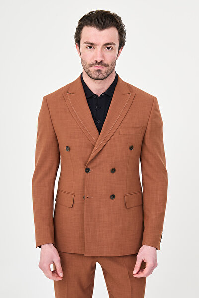 Mcr Straight Slim Fit Wide Collar Double Breasted Men's Suit Tile - 45469.26Y