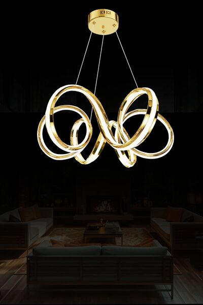 RONİSU AYDINLATMA Petra Lüks Modern Helezon Sarmal Tasarım 60 cm Led Avize PT...