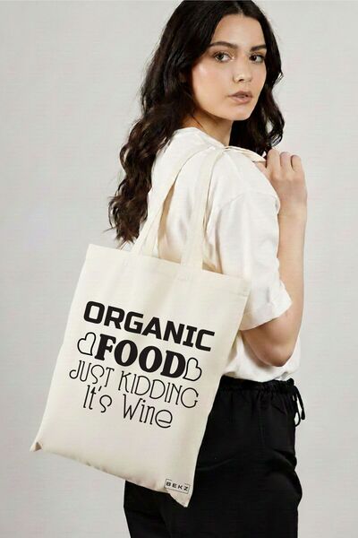 BEKZ Textile Shopping Bag, Tote Bag, Organic food model, Just kidding, it's W...
