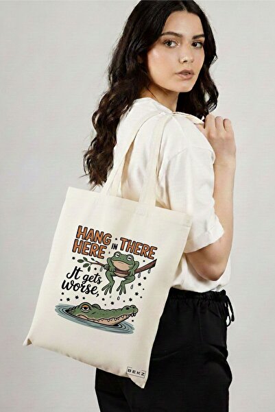 BEKZ Textile Shopping Bag, Tote Bag, Hang in there Here it gets worse model 3...