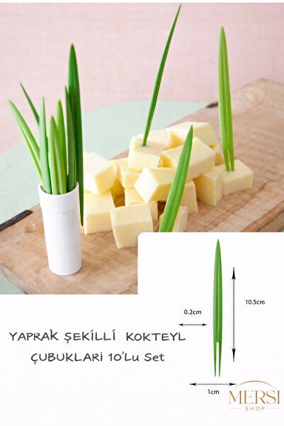 Mersi SHOP Yaprak Şekilli Kokteyl Çubukları 10’lu Set – Dekoratif Sunum Çubuğu