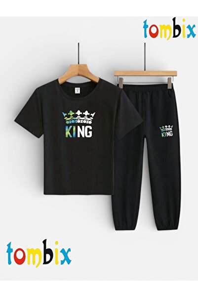 tombix SET COPII CU TRICOU CU IMPRIMEU KING COLORAT ȘI PANTALONI DE TRENING (...