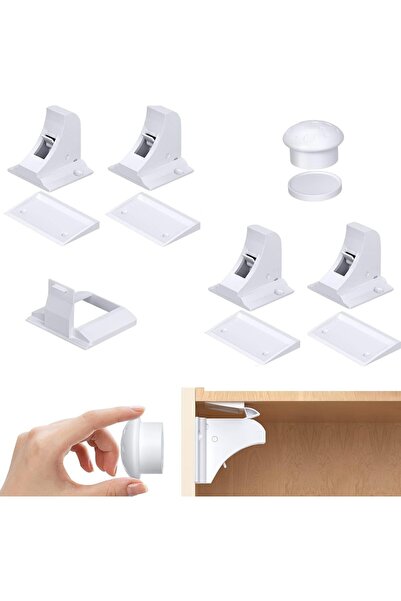 Arabest 4 قطع من أقفال الخزائن المغناطيسية لسلامة الأطفال، مشابك أدراج مقاومة...