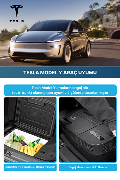 EVACOOL Tesla Model Y Uyumlu 35 Litre 12,24,220V Kompresörlü Taşınabilir Buzd...