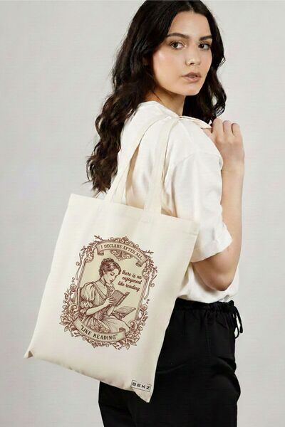 BEKZ Textile Shopping Bag, Tote Bag, model There is no enjoyment like reading...