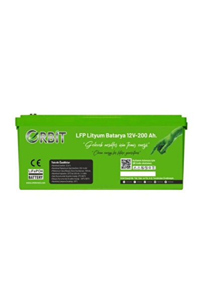 12 V 200 Ah LiFePO4 Akü ABS Kasa – 12.8 V 2.56 kWh Lityum Batarya