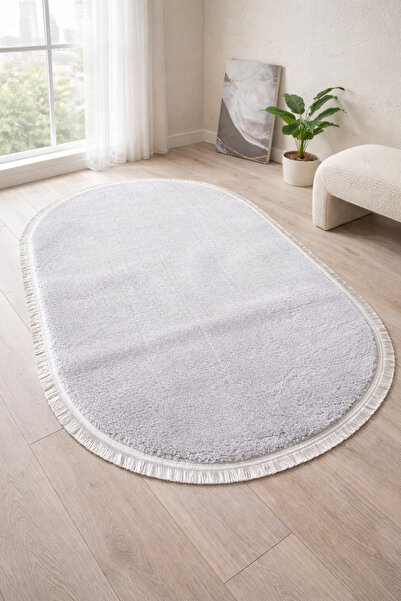 MELENA CARPET Peluş Yolluk Kaymaz Taban Oval Banyo Paspası Yumuşak Modern Sal...