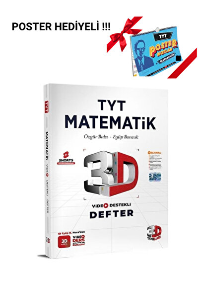 3D Yayınları 3D TYT MATEMATİK VİDEO DESTEKLİ DEFTER POSTER HEDİYELİ !
