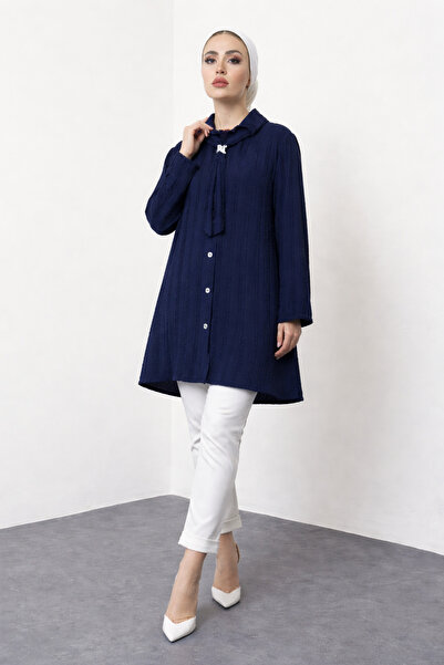 MODAEFA Tie Detailed Buttoned Casual Shirt