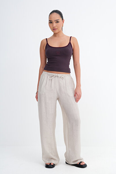 Addax Παντελόνι με δεσίματα και φαρδιά μπατζάκια PN18161