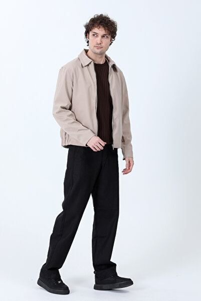 JB John Borners Erkek Fermuarlı Çift Cepli Boxy Fit İnce Ceket Bej - 26Y 99545