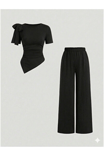 blck & premium Σετ με λεπτομέρεια φιόγκου, οθωμανικό ύφασμα, καλοκαιρινό κοντ...