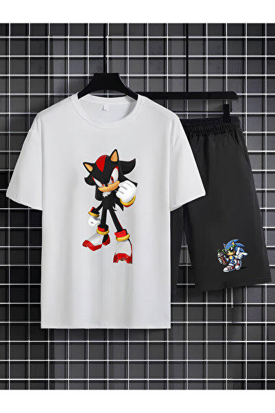MAGORS SONIC THE HEDGEHOG BASKILI %100 PAMUKLU BİSİKLET YAKA ÇOCUK TSHIRT-ŞOR...