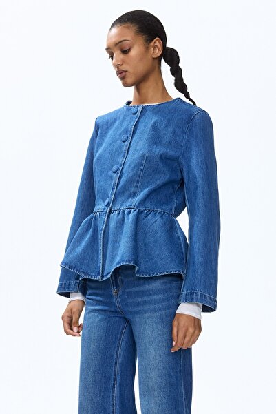 H&M Peplumlu Yakasız Ceket