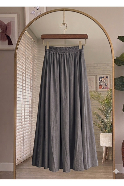 Bahar Altundemir High Waist Elastic Waist Strawberry Fabric Long Summer Skirt...