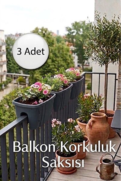 EFFE HOME Dekoratif Balkon Korkuluk Saksısı 3'lü Takım