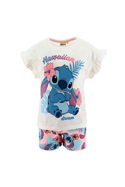Lilo & Stitch Pijama de vară din bumbac cu mânecă scurtă, hawaiană